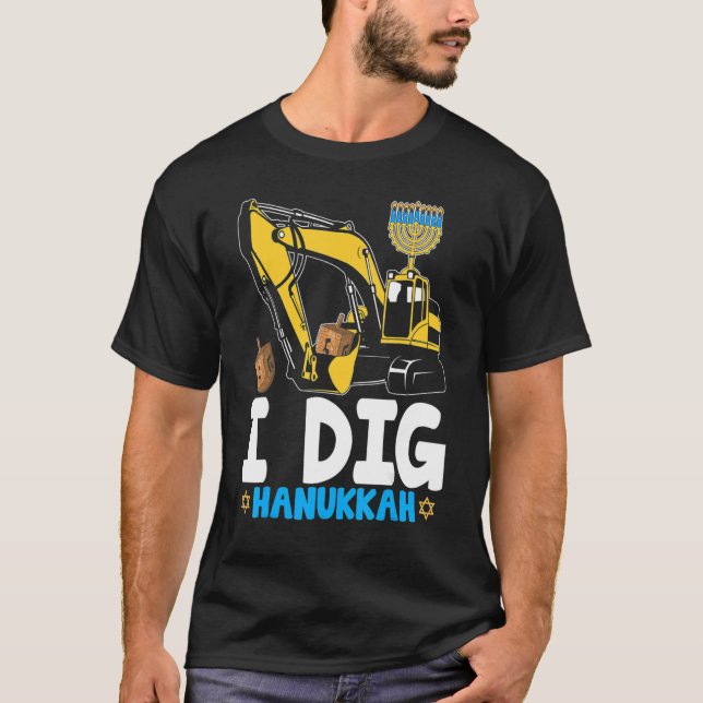 Camiseta Eu Canto Chanucá Escavador Crianças de Construção  (Frente)