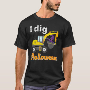 Camiseta Eu Cavo Caminhão Trator de Abóbora de Escavadeira