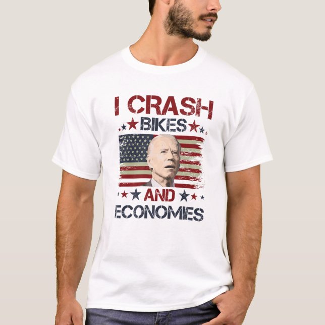 Camiseta Eu Choco Bikes E Economias Engraçado Joe Biden (Frente)