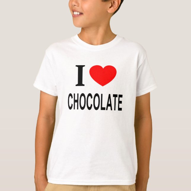 Camiseta Eu ❤️ CHOCOLATE Eu AMO CHOCOLATE Eu ADORO CHOCOLAT (Frente)
