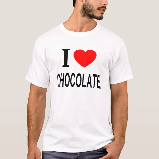 Camiseta Eu ❤️ CHOCOLATE Eu AMO CHOCOLATE Eu ADORO CHOCOLAT (Frente)