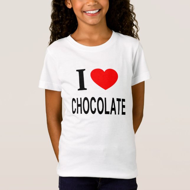 CAMISETA EU ❤️ CHOCOLATE EU AMO CHOCOLATE EU CORAÇÃO (Frente)