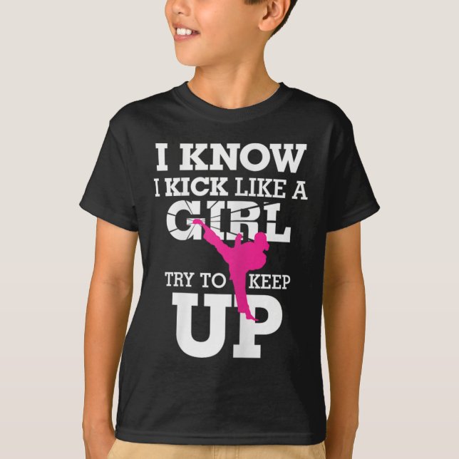 Camiseta Eu Chuto Como Uma Garota-kickboxing Chick S (Frente)