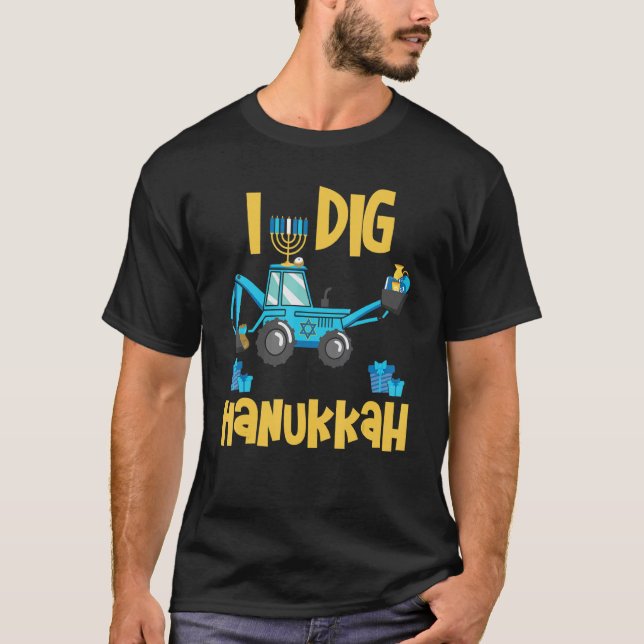 Camiseta Eu Cigo Hanukkah Sufganiyot Matzah Balls Excavator (Frente)