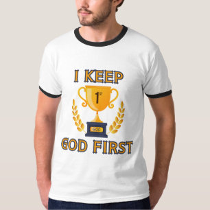 Camiseta Eu Coloco Deus em Primeiro Lugar Anel Masculino Ba