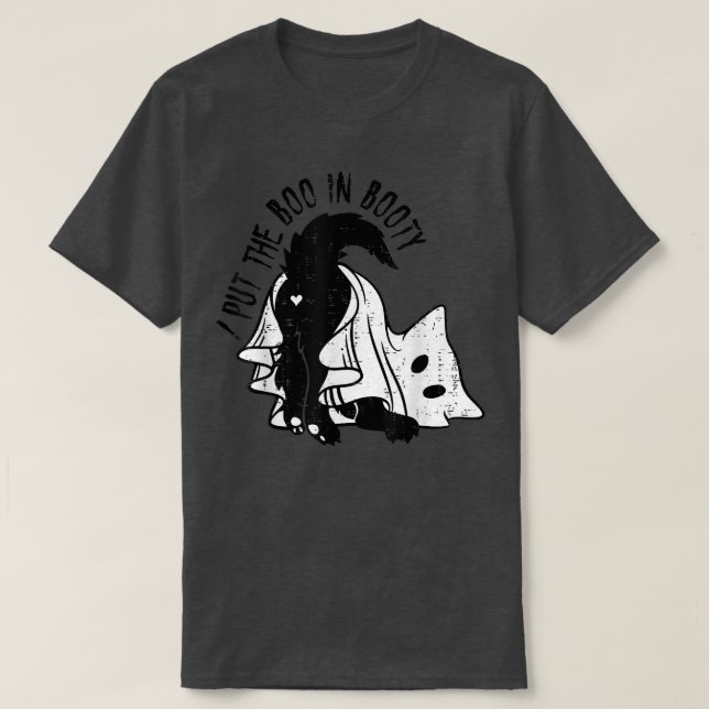 Camiseta Eu Coloquei o Boo em Booty Engraçado Ghost Cat Hal (Frente do Design)