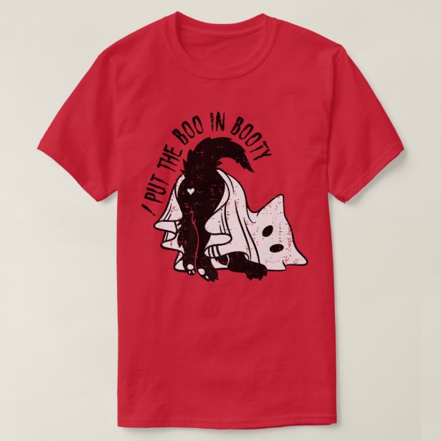 Camiseta Eu Coloquei o Boo em Booty Engraçado Ghost Cat Hal (Frente do Design)