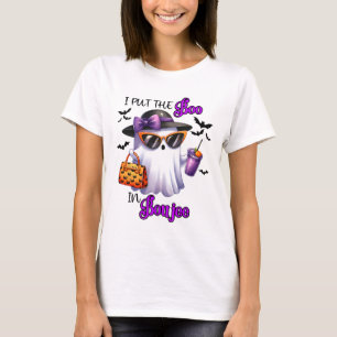 Camiseta Eu Coloquei O Boo Em Boujee Cute Ghost Halloween S
