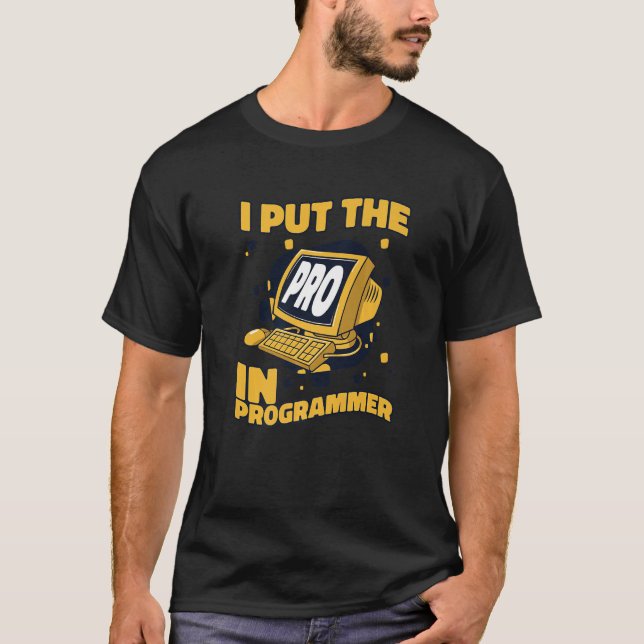 Camiseta Eu Coloquei O Pro No Programmer Cheio Stack Softwa (Frente)