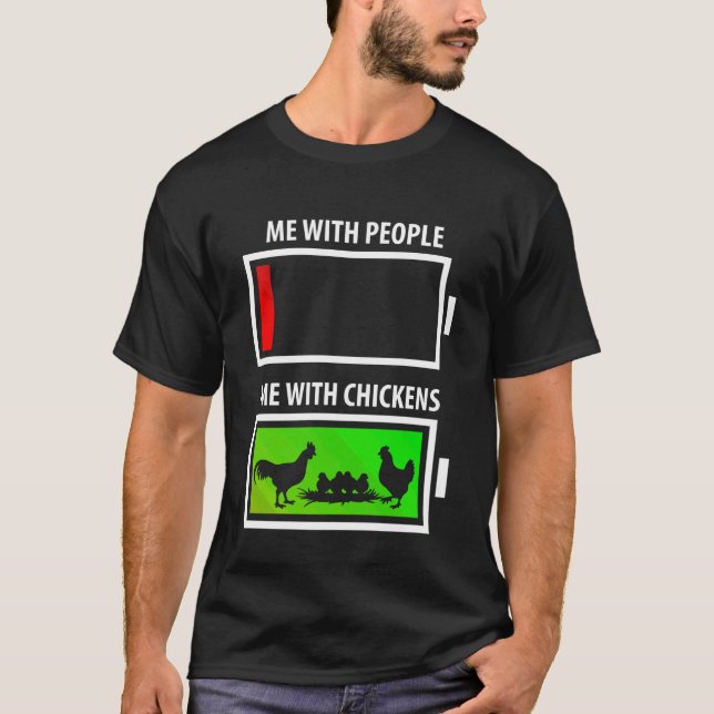 Camiseta Eu com Pessoas vs. com Frango Engraçado Amor por F (Frente)