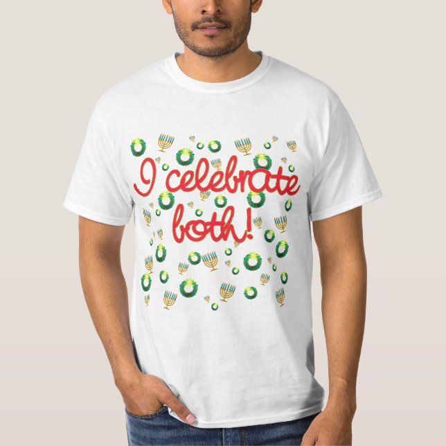Camiseta Eu comemoro o Natal e o Hanukkah (Frente)