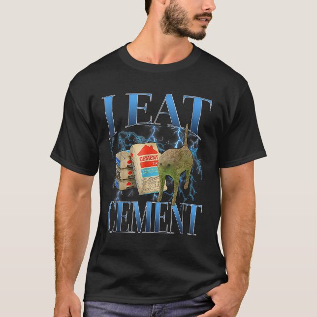 Camiseta Eu Comi Cimento Amaldiçoado Gato Engraçado Memória (Frente)