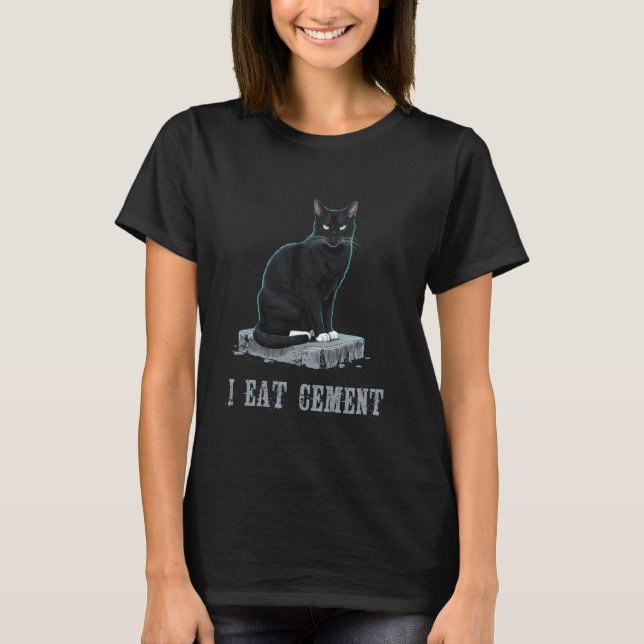 Camiseta Eu Comi Cimento Amaldiçoado Gato Engraçado Memória (Frente)