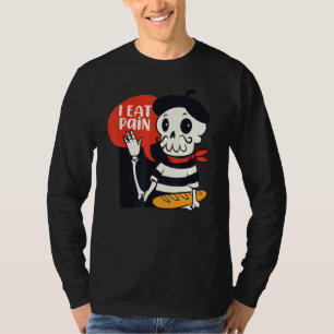 Camiseta Eu Comi Dor No Esqueleto Francês Linguagem Pun Mem