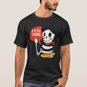 Camiseta Eu Comi Dor No Esqueleto Francês Linguagem Pun Mem