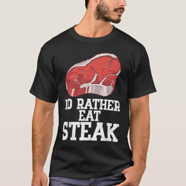 Camiseta Eu comia Preferencialmente no bife, carne crua, ca (Frente)