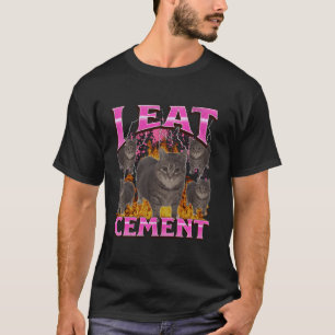 Camiseta Eu Como Cimento Engraçado Oia Oia Meme de Gato Cam