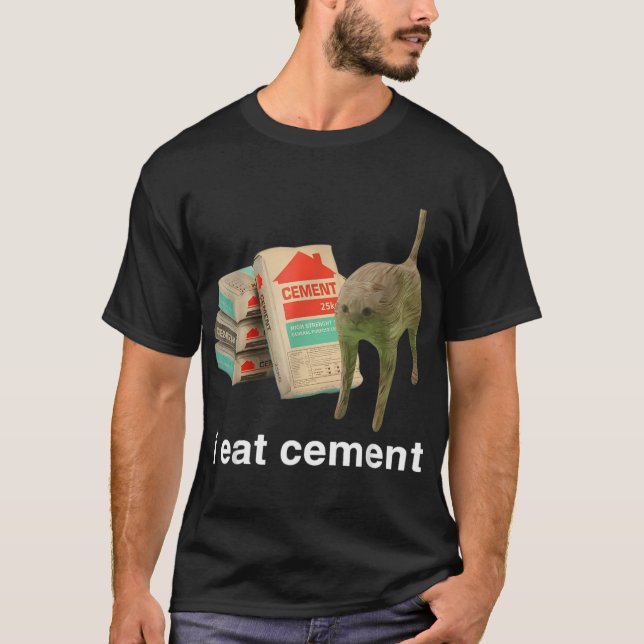 Camiseta Eu Como Cimento Gato Amaldiçoado Engraçado Meme Es (Frente)