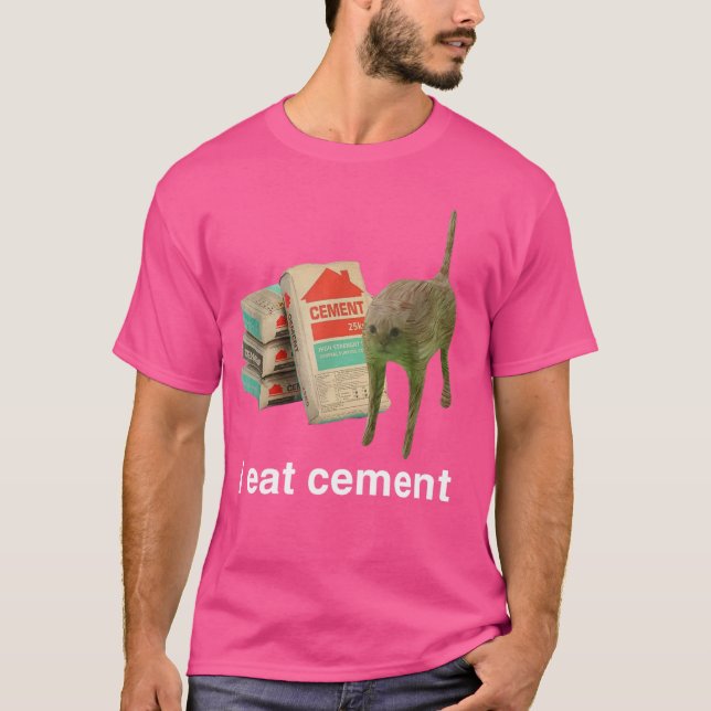 Camiseta Eu Como Cimento Gato Engraçado Ofensivo Impróprio  (Frente)