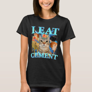 Camiseta Eu Como Cimento Meme de Gato Engraçado Humor da Ge