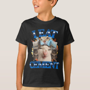Camiseta Eu Como Cimento Meme de Gato Engraçado Humor Homen