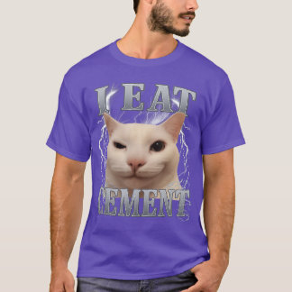 Camiseta Eu Como Cimento Silly Cat Meme Engraçado Homens Mu