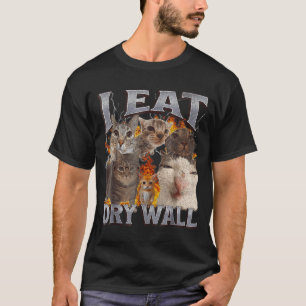 Camiseta Eu Como Drywall Gato Engraçado Meme Bootleg Gráfic