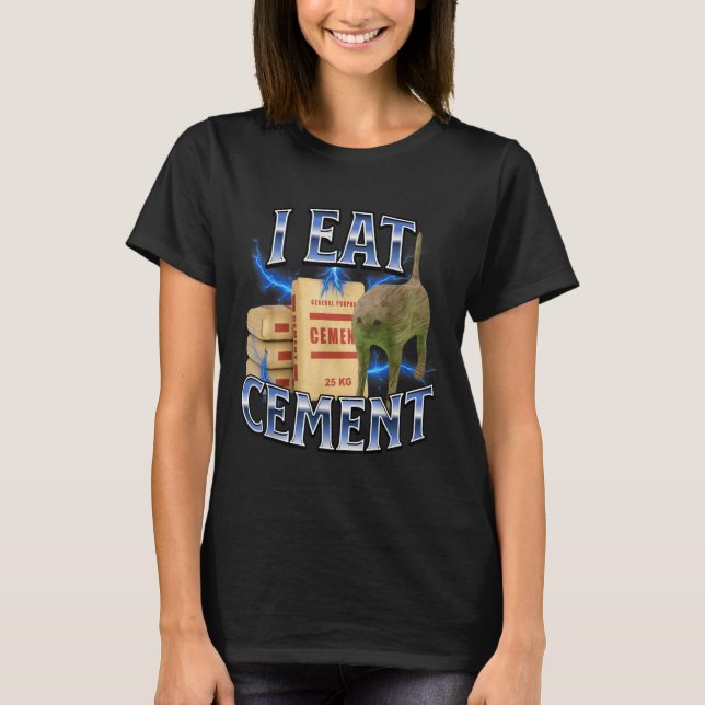 Camiseta Eu Como Gato Maldito de Cimento Meme Engraçado Esp (Frente)