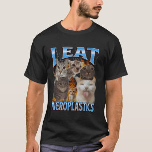 Camiseta Eu Como Microplásticos Funny Cat Meme Bootleg Gráf