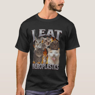 Camiseta Eu Como Microplásticos Funny Cat Meme Bootleg Gráf