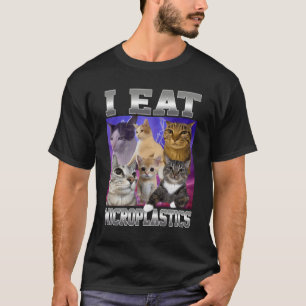 Camiseta Eu Como Microplásticos Funny Cat Meme Bootleg Gráf