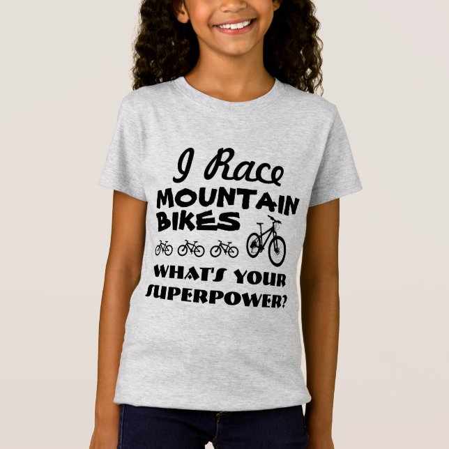 Camiseta Eu compito Mountain bike, o que sou sua (Frente)