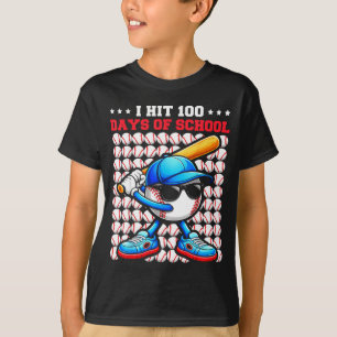Camiseta Eu Completei 100 Dias De Escola Jogador De Beisebo