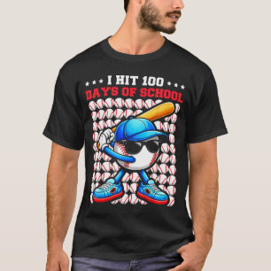 Camiseta Eu Completei 100 Dias De Escola Jogador De Beisebo