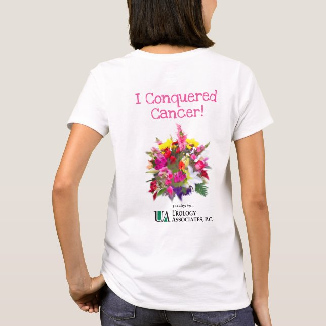 Camiseta Eu conquistei o cancer (as flores) (Verso)