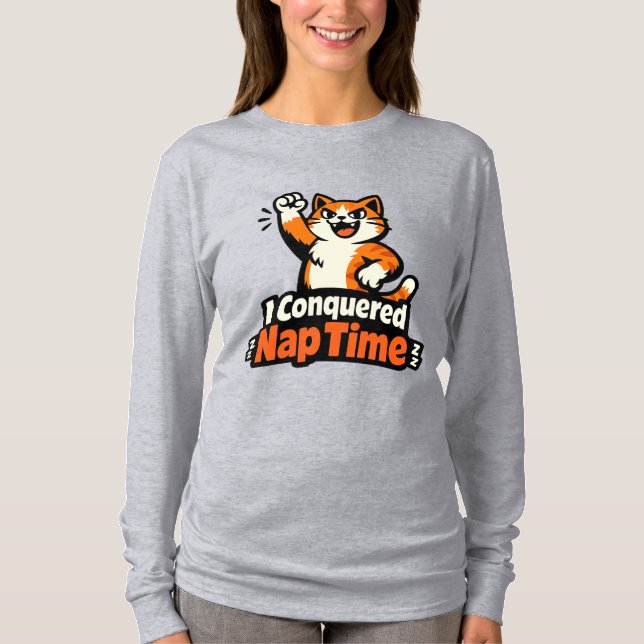 Camiseta Eu Conquistei o Tempo de Cochilo – Gato de Vitória (Frente)
