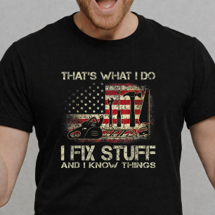 Camiseta Eu Conserto Coisas E Sei Coisas Bandeira Americana