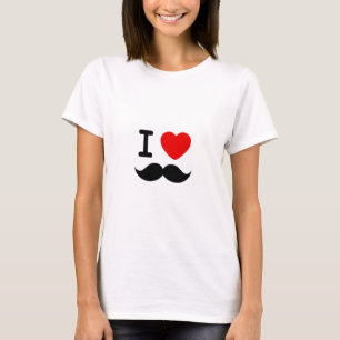 Camiseta Eu coração / Amo bigode / bigode