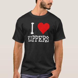 Camiseta Eu coração (amor) kippers pescam arenque amante fu