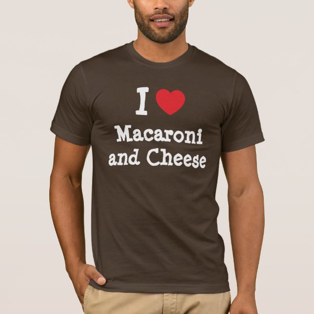 Camiseta Eu coração (amor) Macaroni e queijo (Frente)