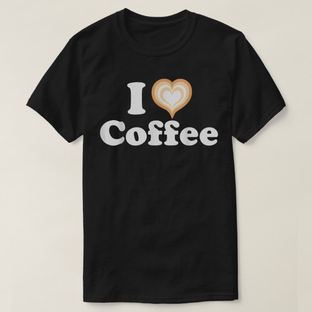 Camiseta Eu Coração Café Engraçado, Bonita Arte Latte Baris (Frente do Design)