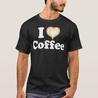Camiseta Eu Coração Café Engraçado, Bonita Arte Latte Baris