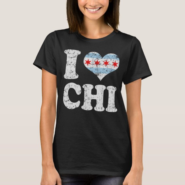 Camiseta Eu coração Chicago Flag CHI (Frente)