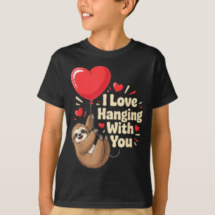 Camiseta Eu Coração de Preguiça Pendurado Fofo Dia dos Namo
