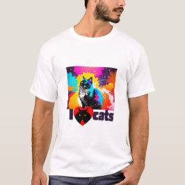 Camiseta Eu coração Gatos