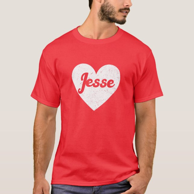 Camiseta Eu Coração Jesse - Primeiros Nomes E Corações, Eu  (Frente)