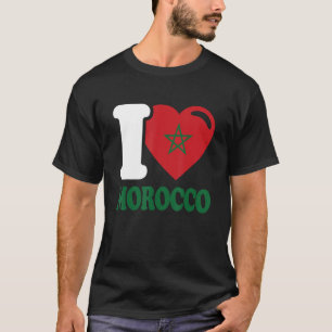 Camiseta Eu coração Marrocos. Linda bandeira marroquina - E