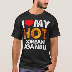 Camiseta Eu coração meu ganbu coreano quente para amigos do