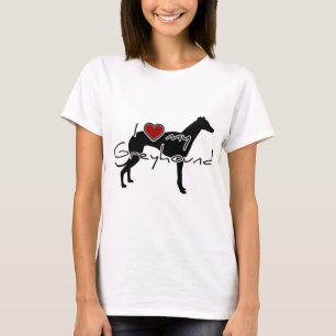 Camiseta Eu "coração", meu Greyhound, palavras com grafi