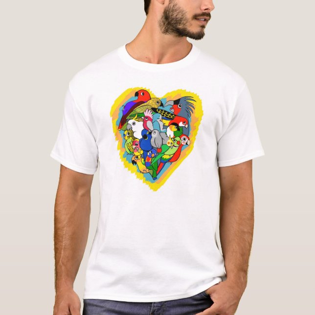 Camiseta Eu coração repito mecanicamente desenhos animados (Frente)